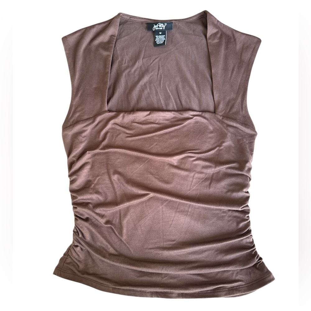 Brown Sleeveless top fitted stretchy women top size medium